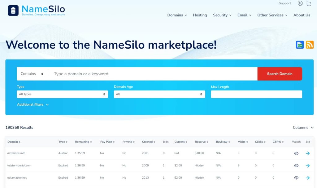 NameSilo域名交易