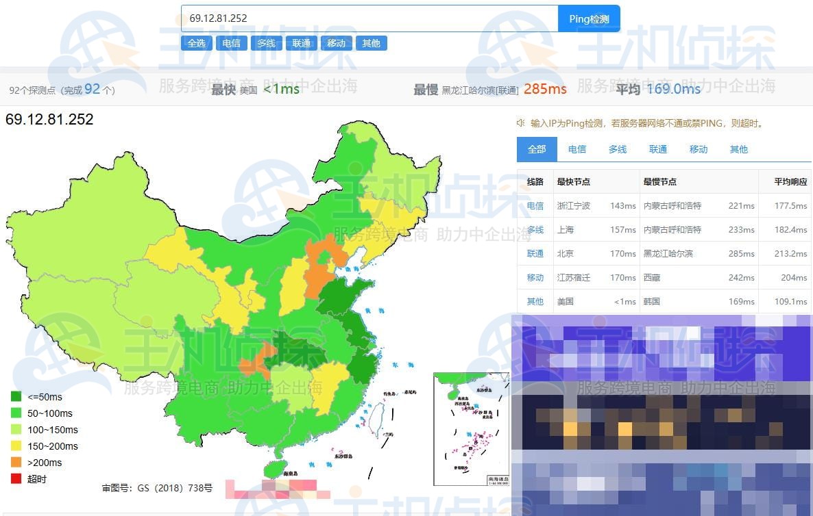 HostDare美国NVMe SSD VPS Ping检测