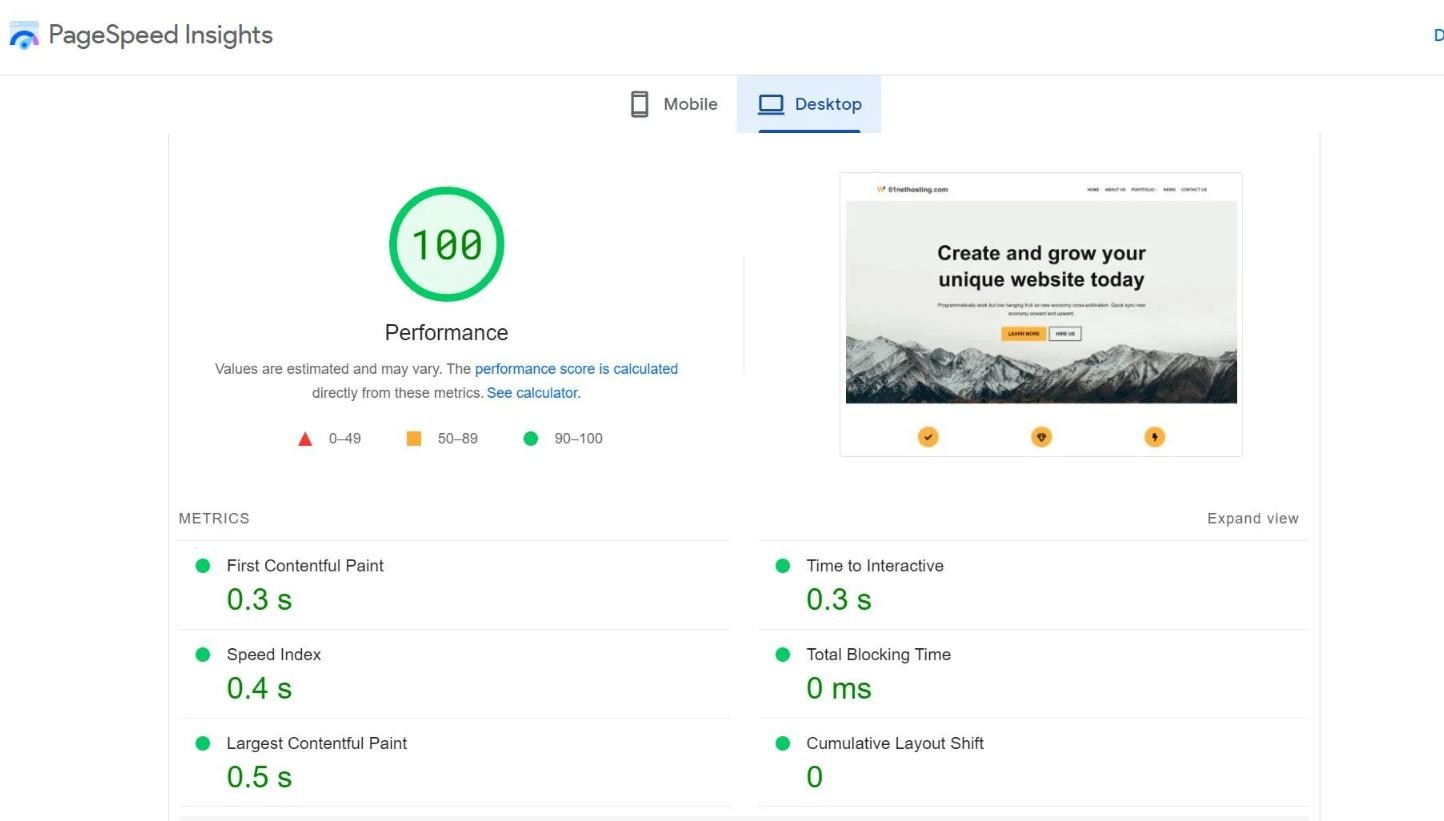 PageSpeed Insights测试