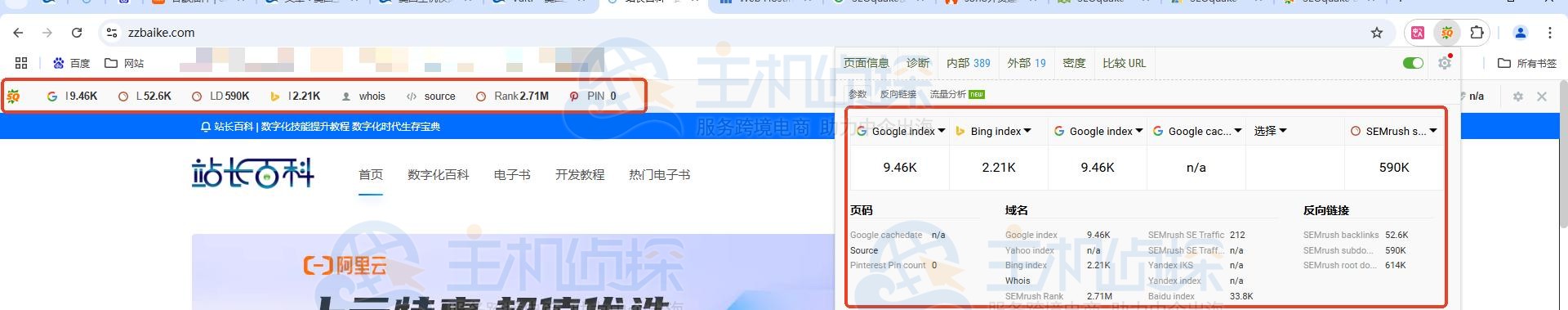 查看同行的外链及其他SEO设置