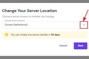 从可用位置的下拉列表中选择所需的位置