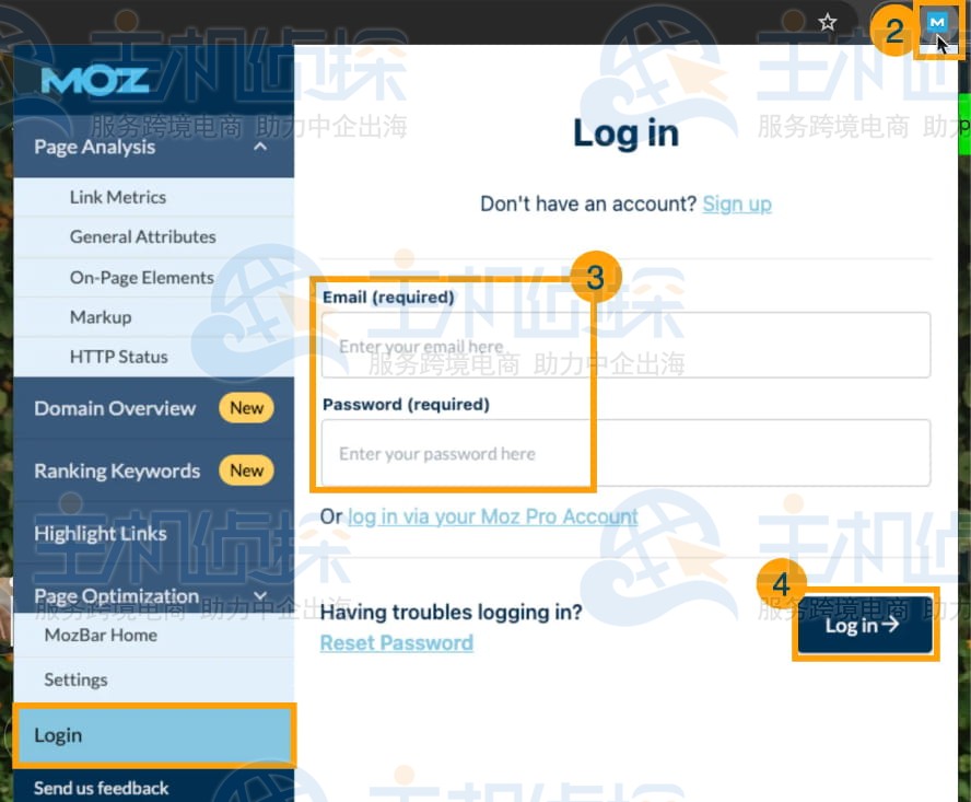 创建一个Moz帐户