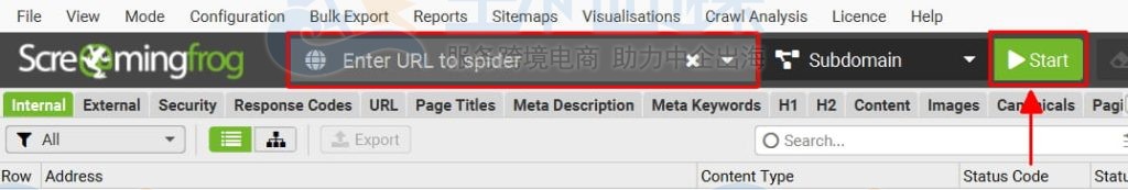 输入URL并单击开始