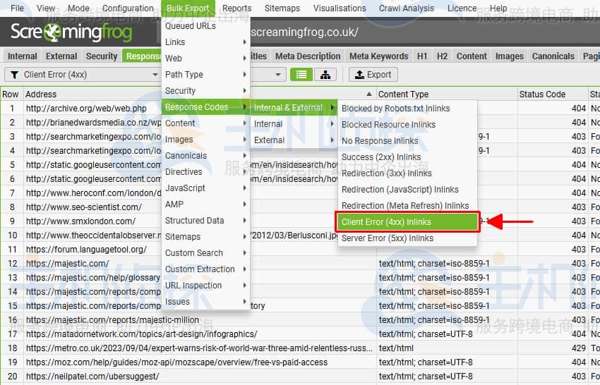 点击Bulk Export选项