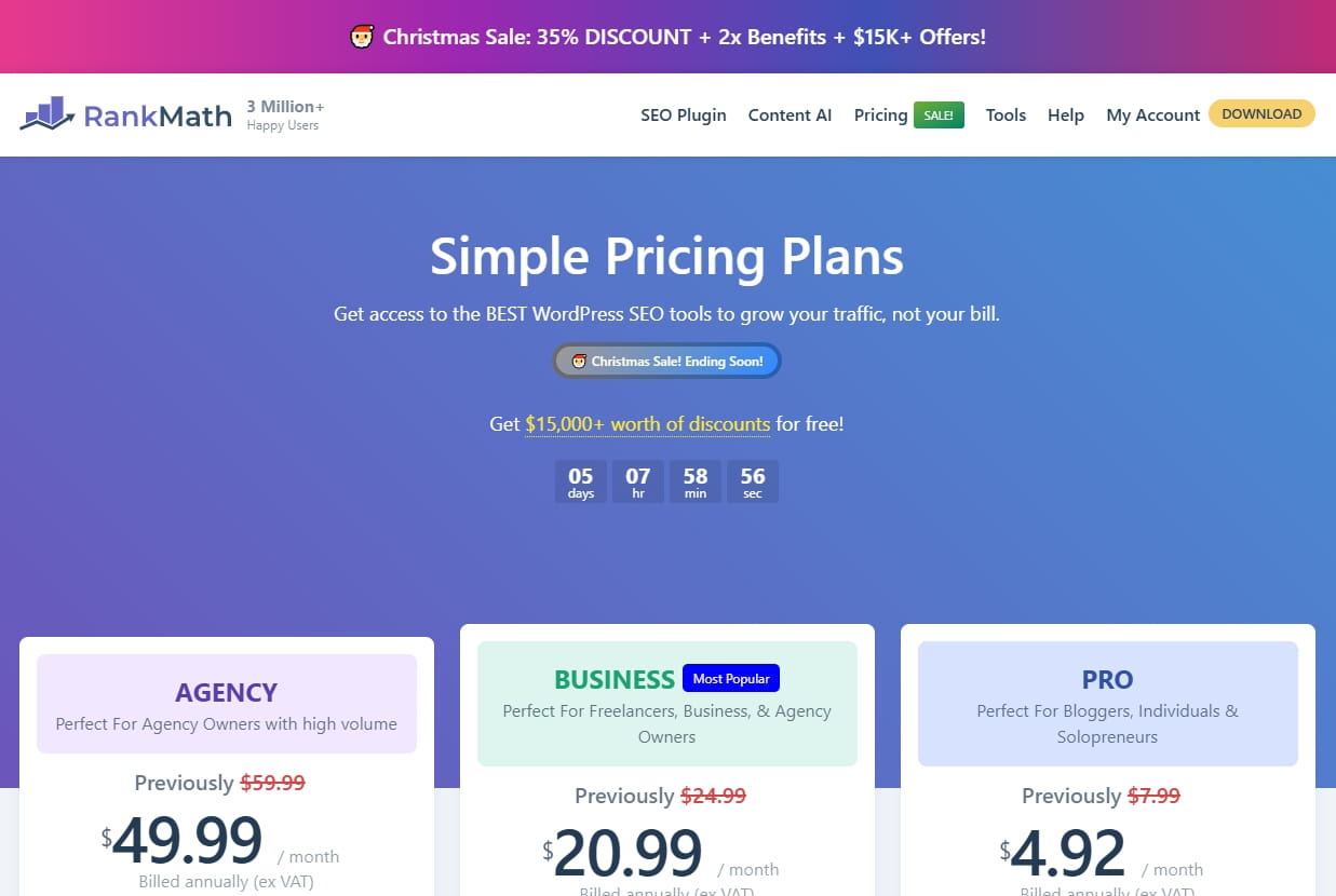 Rank Math圣诞特卖