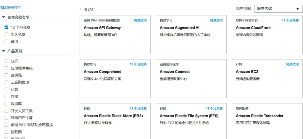 AWS免费套餐