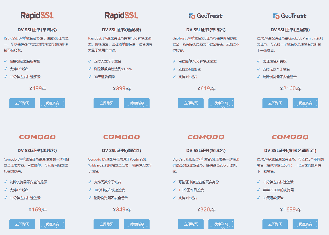 域名验证型SSL证书