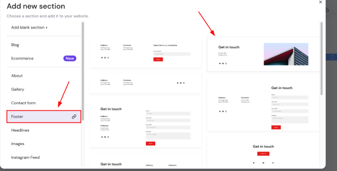 选择喜欢的任何页脚模板