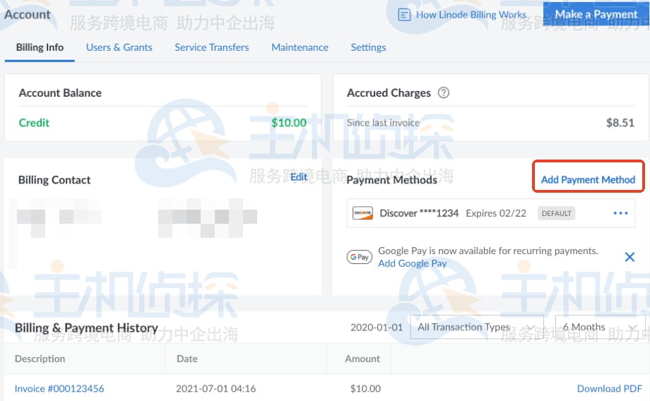 单击 Add Payment Method