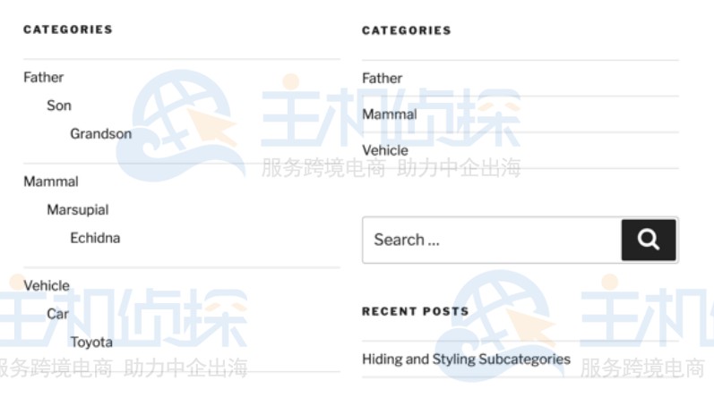 WordPress中隐藏子类别样式操作步骤