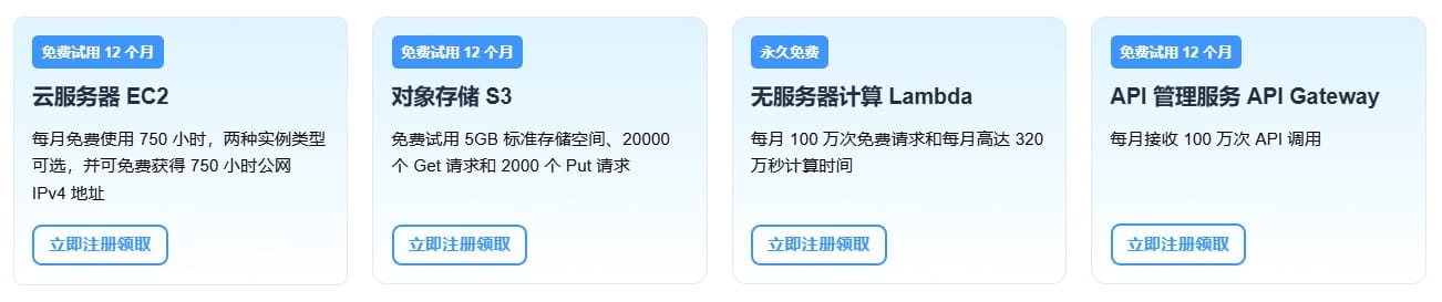 亚马逊云科技免费试用