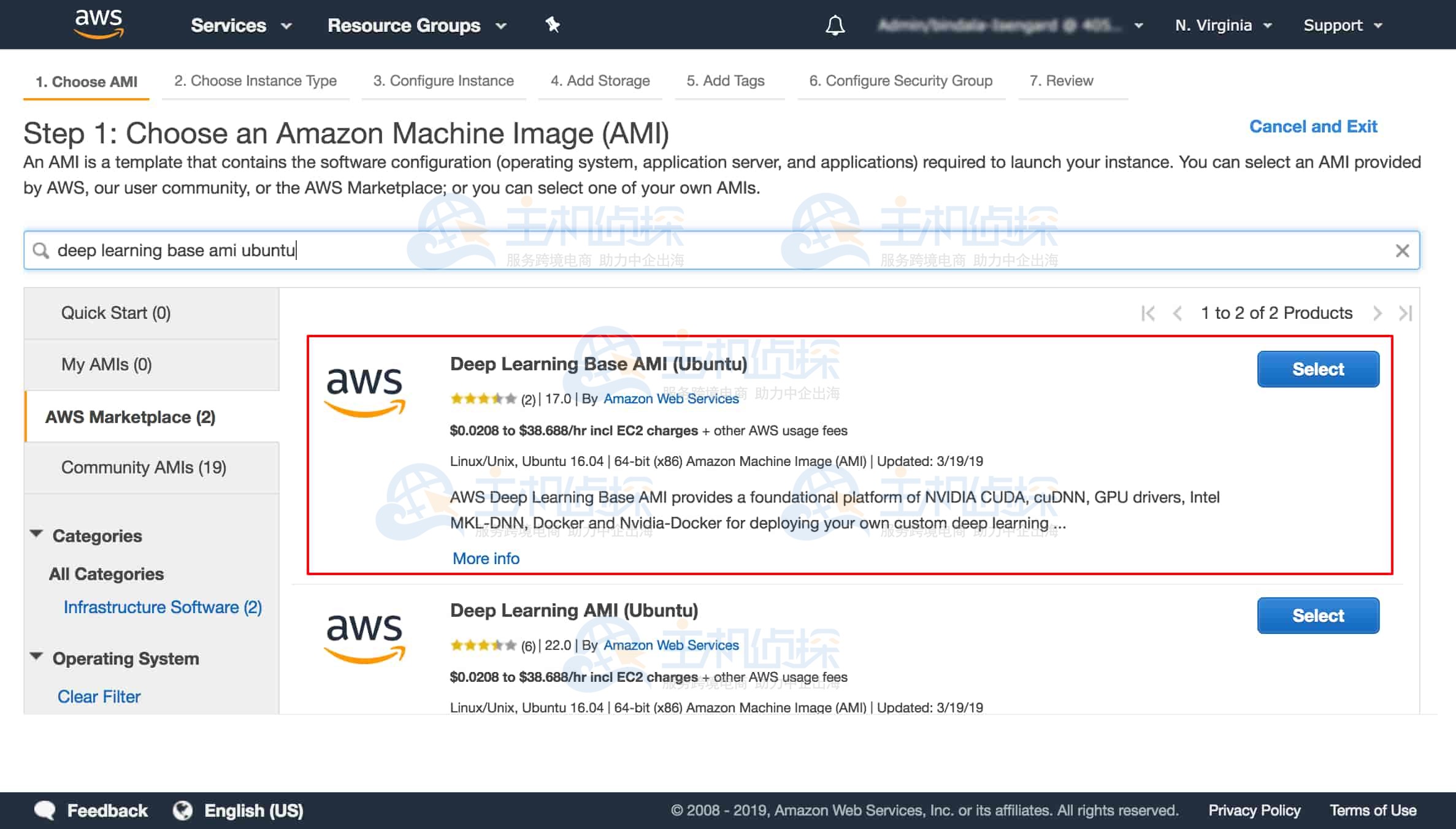 选择AWS Deep Learning Base AMI