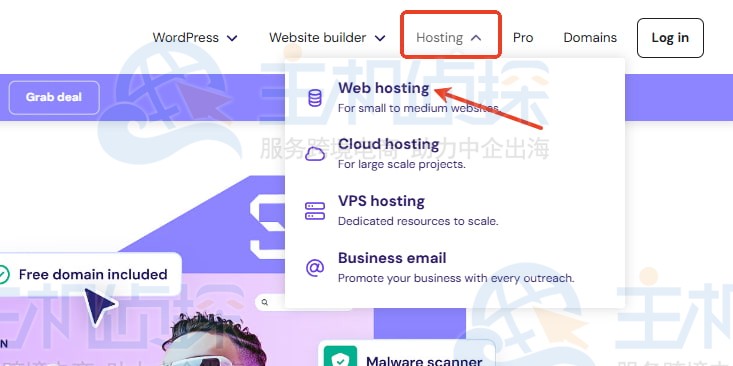 点击“Web hosting”