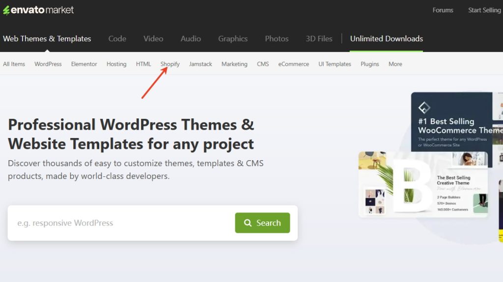 点击官网的“Shopify”按钮