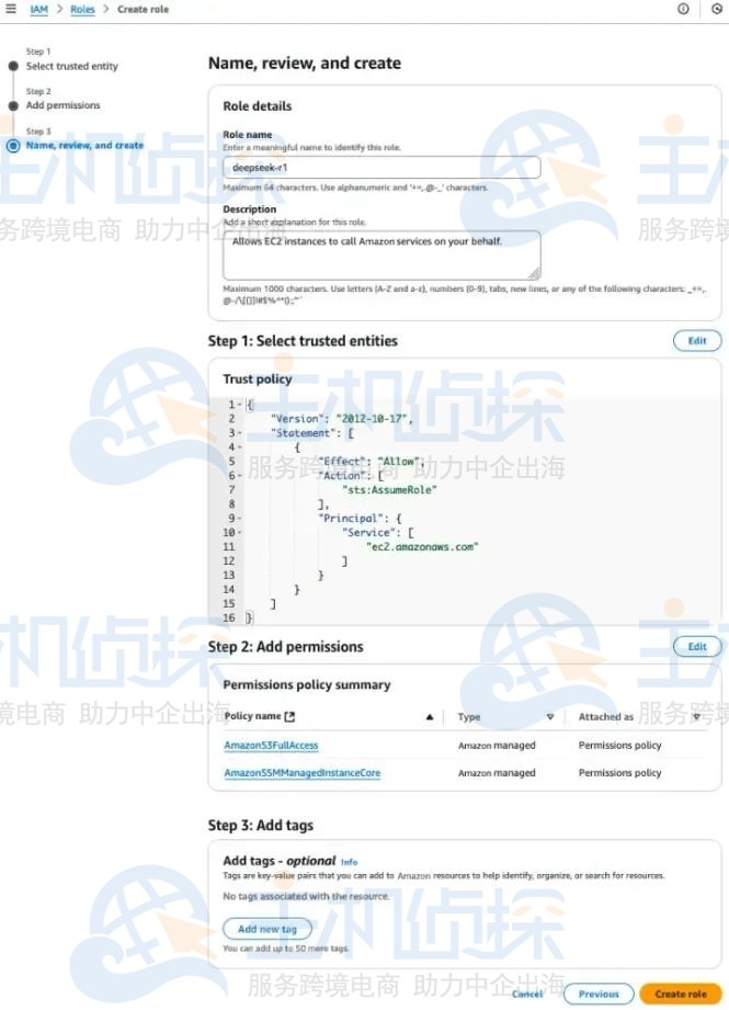 完成Amazon IAM实例配置文件