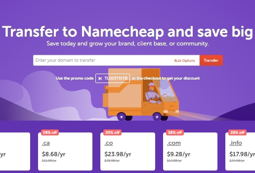 Namecheap域名转入特惠