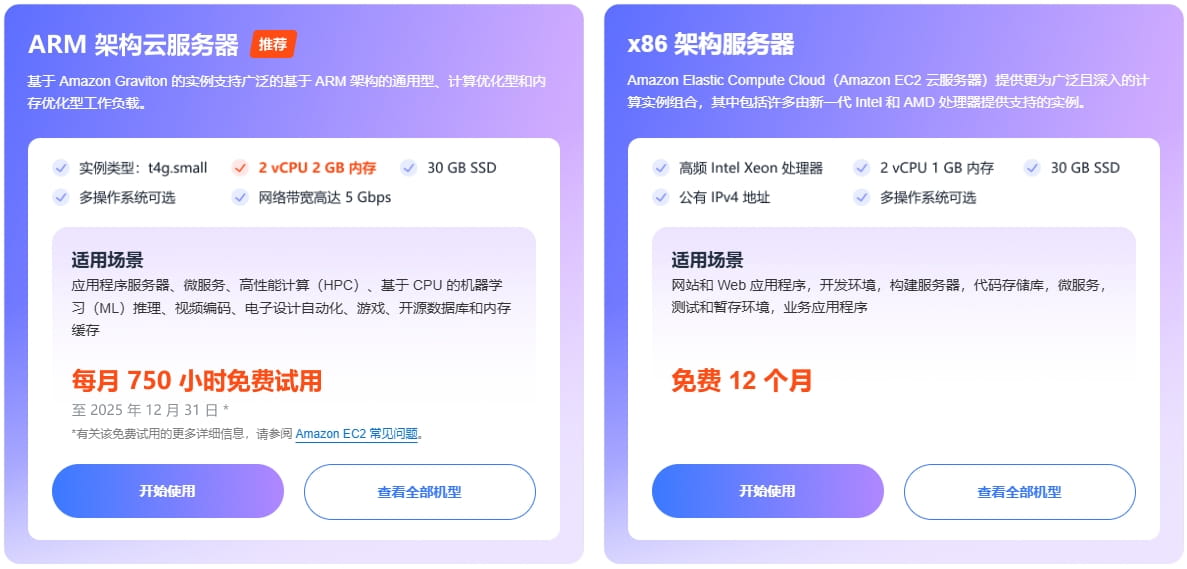 Amazon EC2 T4g实例