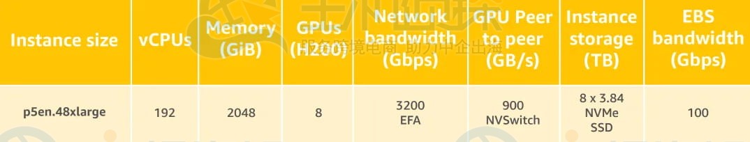 Amazon EC2 P5en实例的规格参数