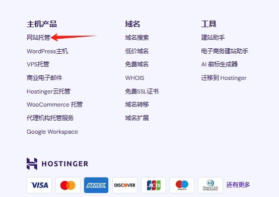 点击“网站托管”