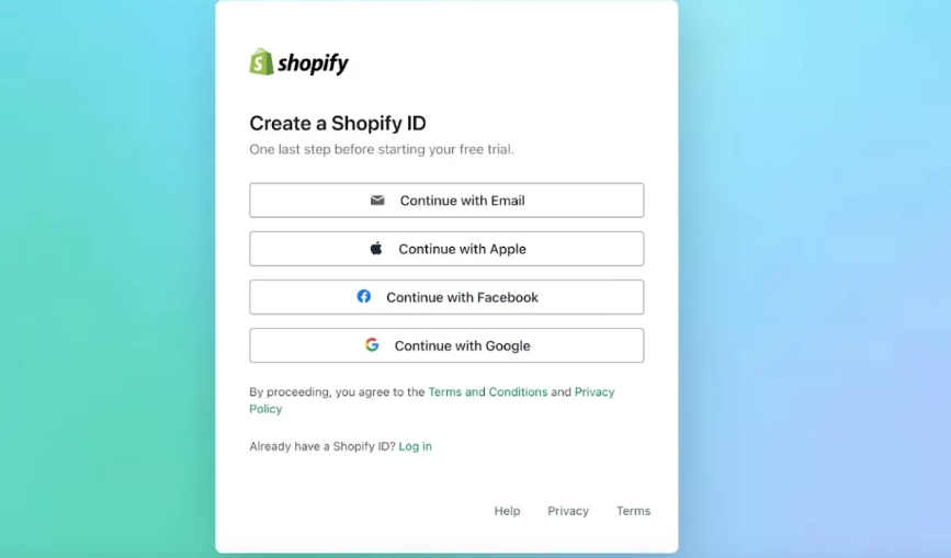 Shopify帐户注册方式