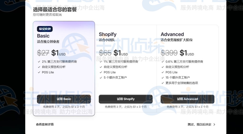 Shopify套餐选择页面