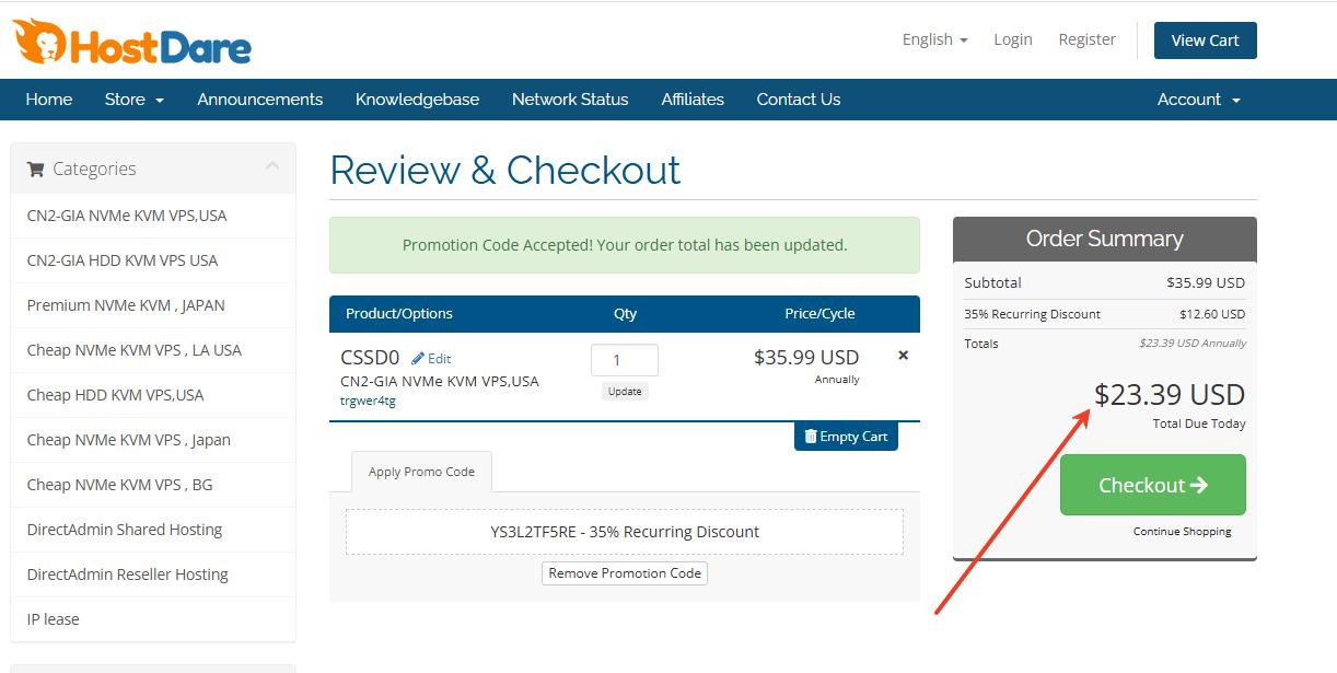 HostDare美国CN2 NVMe VPS