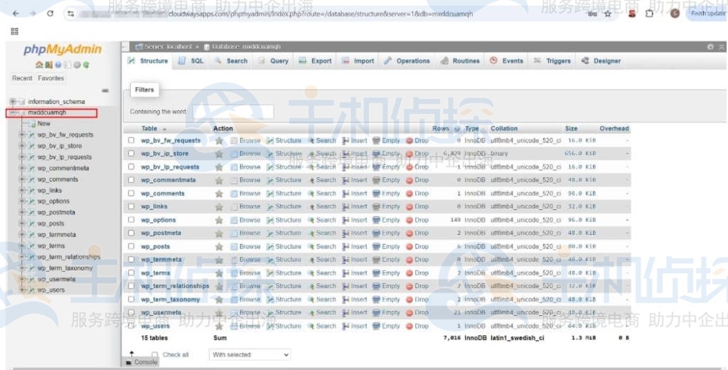 WordPress网站数据的数据库