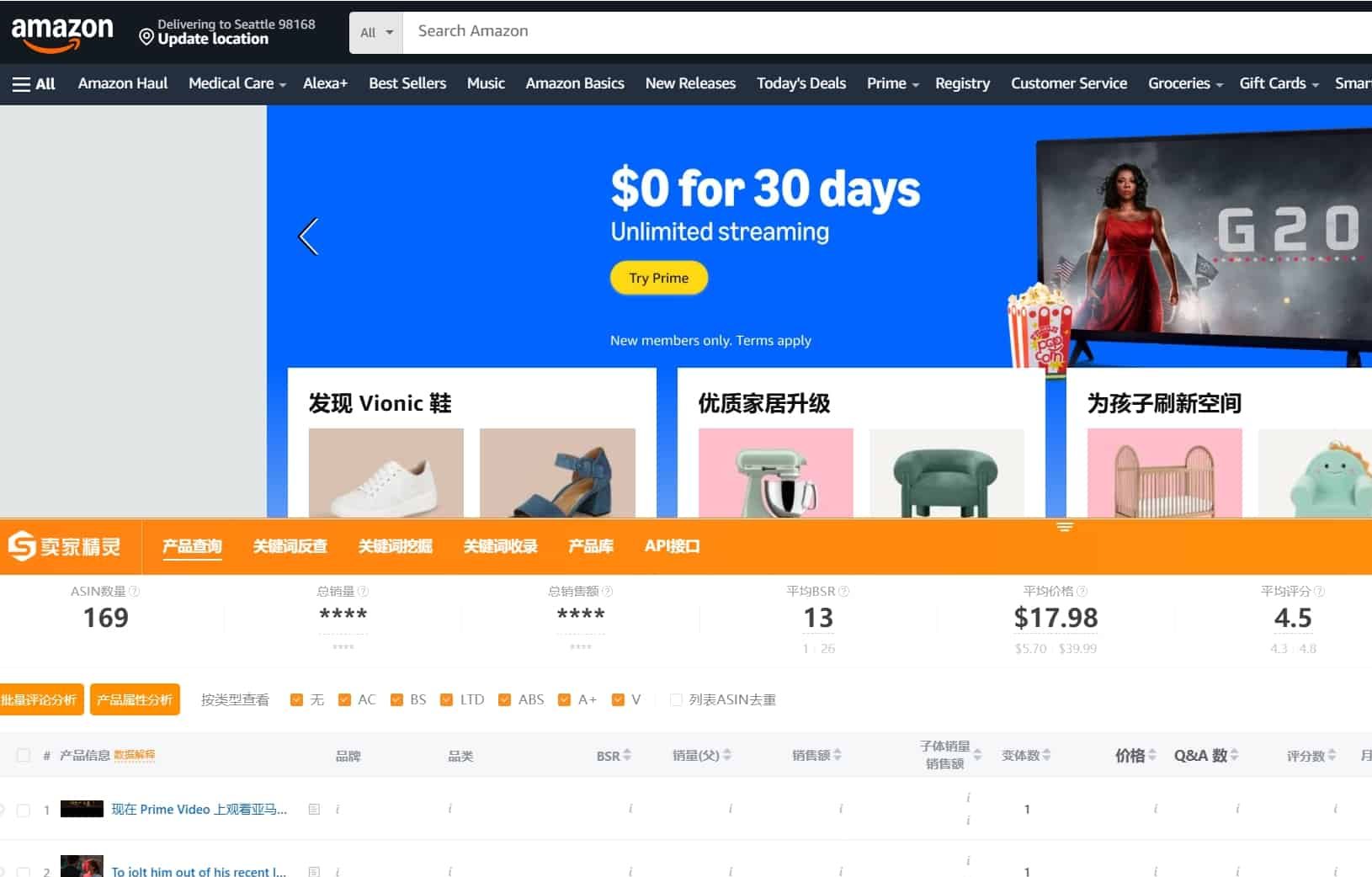 亚马逊浏览器插件/工具