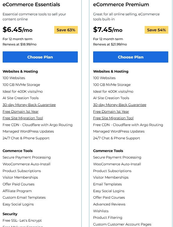 BlueHost电子商务主机方案