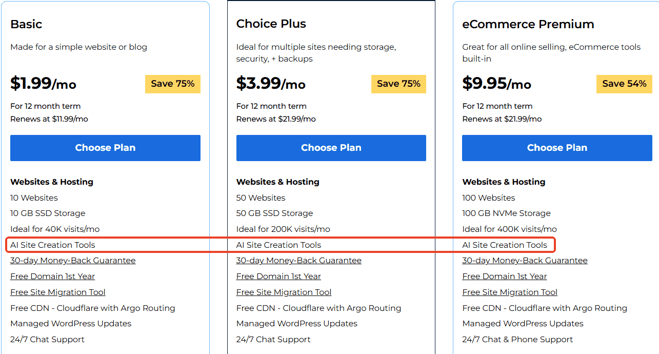 BlueHost虚拟主机套餐