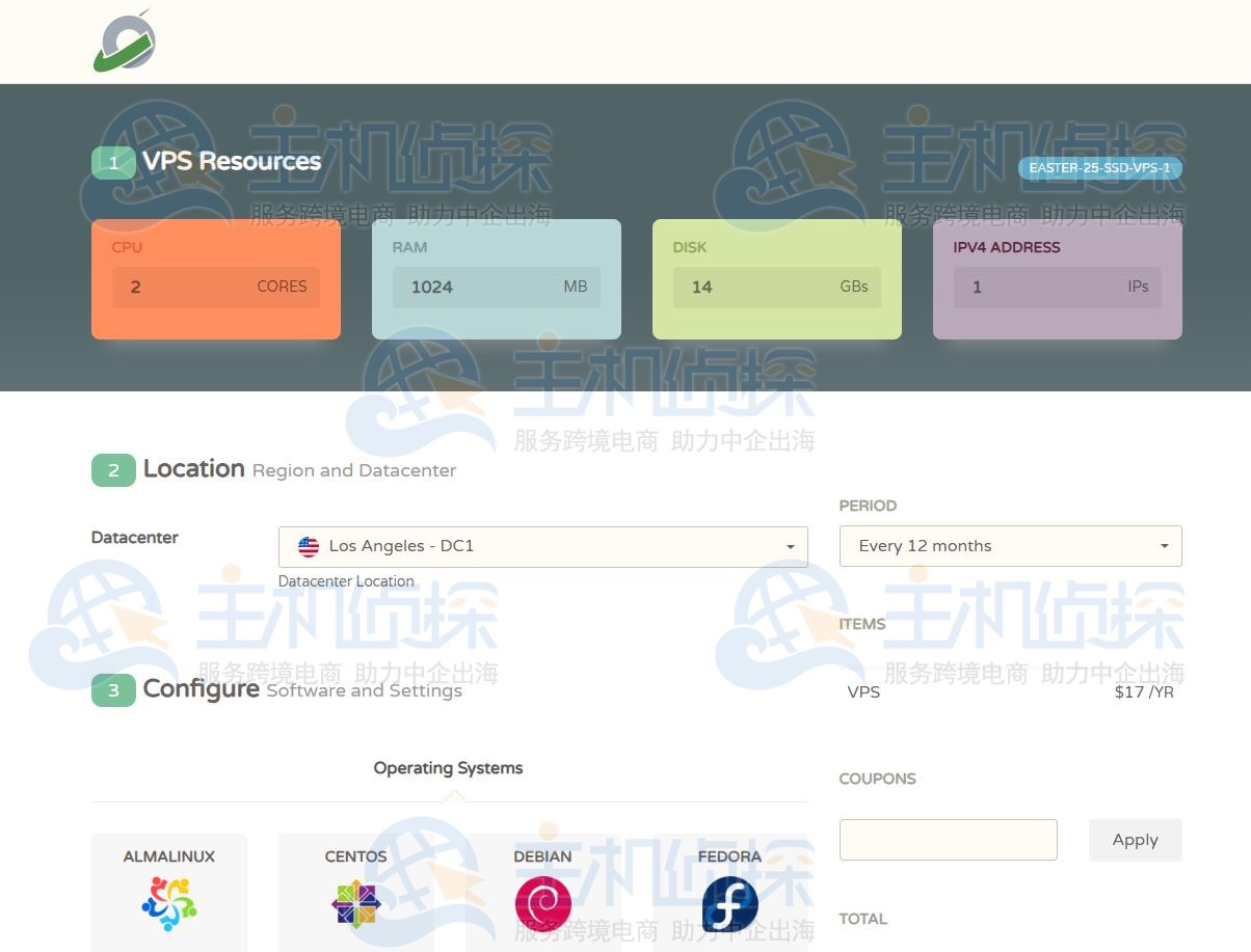 CloudCone美国VPS配置页面