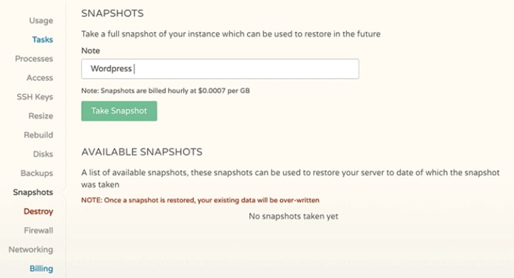 CloudCone免费快照