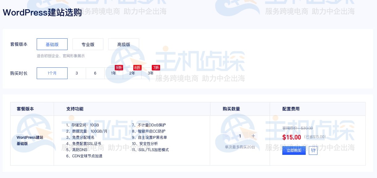 WordPress建站购买流程