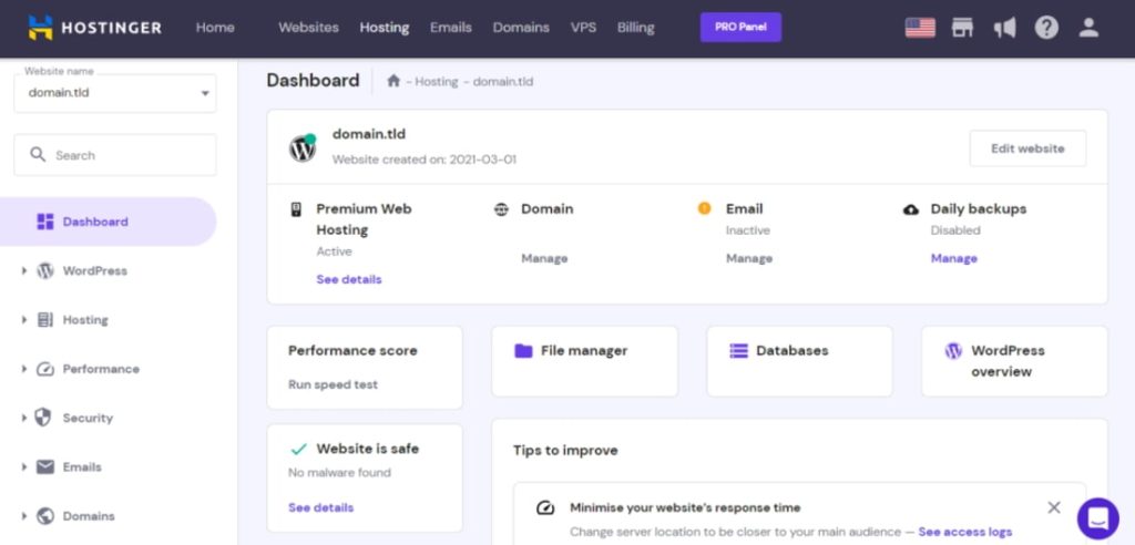 Hostinger账户后台