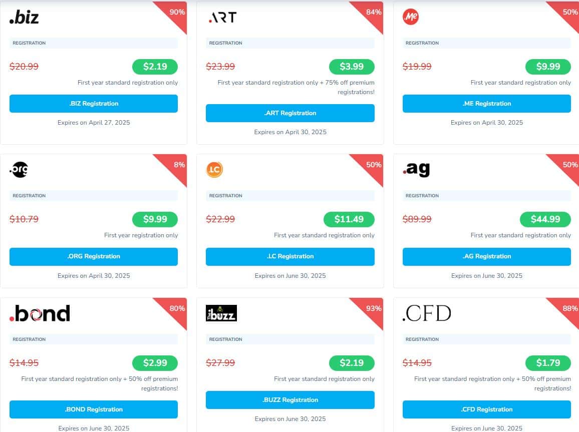 Namesilo域名优惠详情