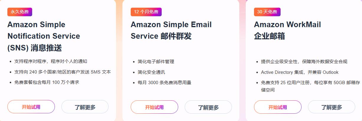 亚马逊云科技营销与推广免费服务