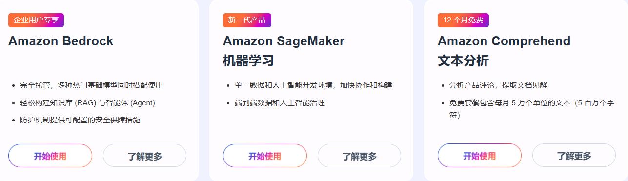 亚马逊云科技生成式AI相关免费产品