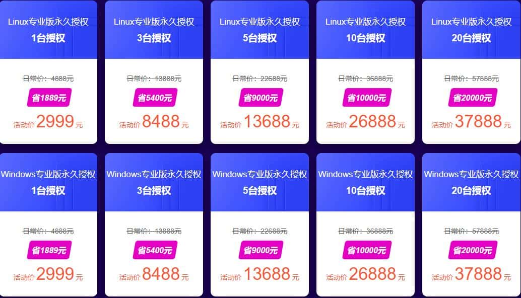 宝塔面板专业版永久授权2999起