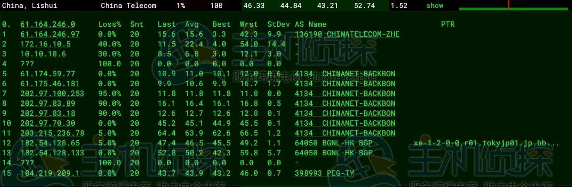 电信去程路由追踪