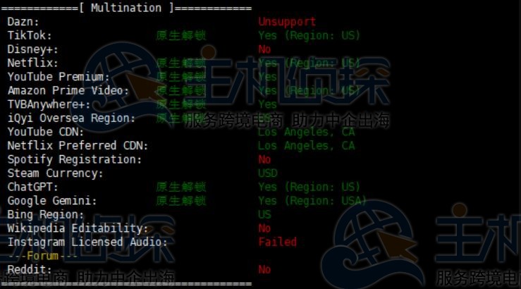 流媒体解锁测试