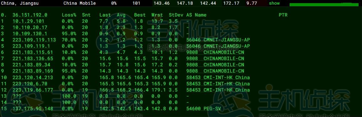 移动去程路由追踪