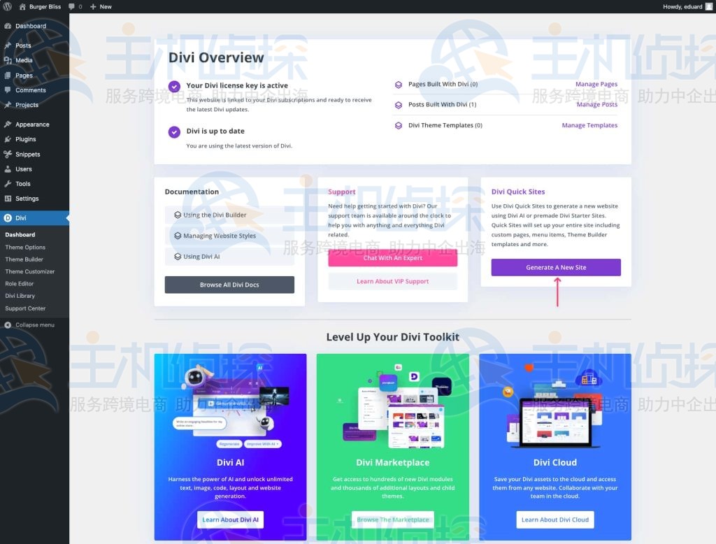 点击“生成新站点”按钮