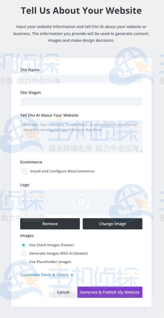 填写有关WordPress网站的所有详细信息