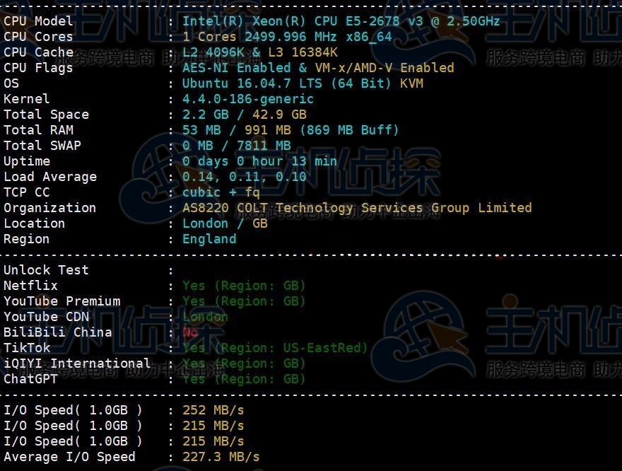 Lightlayer英国原生IP VPS系统参数