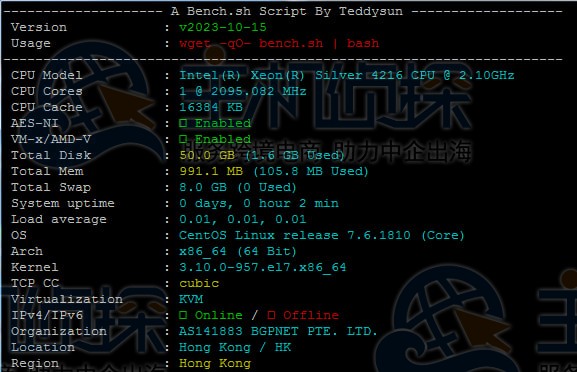 Lightlayer香港云服务器参数