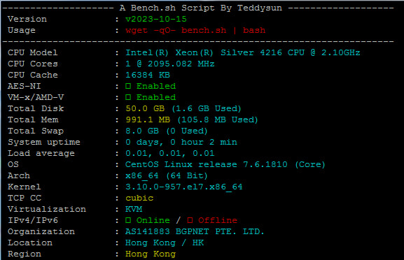 Lightlayer香港云服务器参数