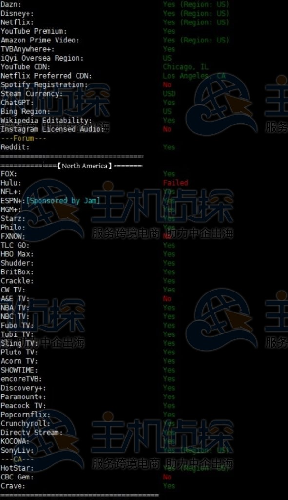 Lightlayer美国VPS流媒体检测