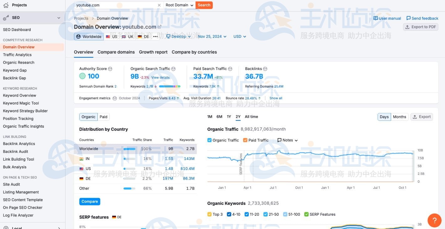 Semrush域名概览（Domain Overview）