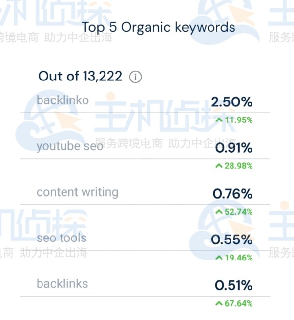 SimilarWeb 展示了前 5 个搜索关键词
