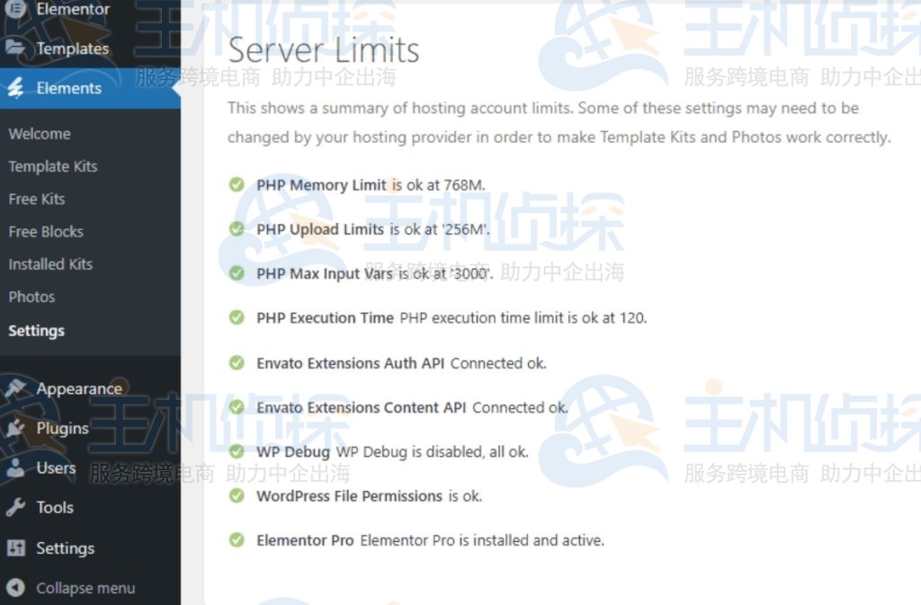确保“服务器限制”有绿色复选标记
